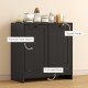 Tilt-Out Laundry Storage Cabinet, Modern Laundry Hamper with 2 Compartments for Bathroom Washroom, Black
