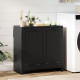 Tilt-Out Laundry Storage Cabinet, Modern Laundry Hamper with 2 Compartments for Bathroom Washroom, Black