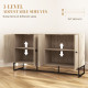 Sideboard Buffet Cabinet with 2 Adjustable Shelves and Steel Base, TV Stand, Coffee Bar Cabinet for Living Room, Oak