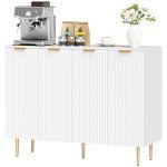 Modern Kitchen Storage Cabinet, Sideboard Buffet Cabinet with Adjustable Shelves for Kitchen Hallway, White