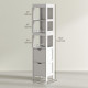 Narrow Bathroom Storage Cabinet, Bathroom Cabinet with 2 Drawers & 3 Open Shelves, Slim Bathroom Floor Cabinet, White