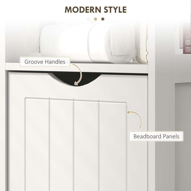 Narrow Bathroom Storage Cabinet, Bathroom Cabinet with 2 Drawers & 3 Open Shelves, Slim Bathroom Floor Cabinet, White