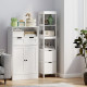 Narrow Bathroom Storage Cabinet, Bathroom Cabinet with 2 Drawers & 3 Open Shelves, Slim Bathroom Floor Cabinet, White