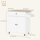 Rolling Kitchen Island with Drop Leaf, Kitchen Storage Cart with Drawer, Spice Rack and Towel Rack, White