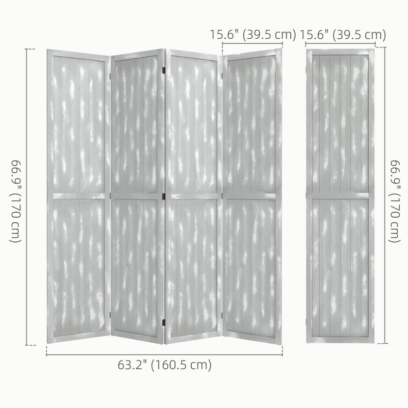 Screen Divider Room Divider Screen with Foldable Design for Indoor Bedroom Office 5.5' Grey