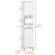 Bathroom Storage Cabinet with Cupboards and Drawer, Floor Free Standing Linen Tower, Tall Slim Side Organizer Shelves, White