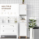 Bathroom Storage Cabinet with Cupboards and Drawer, Floor Free Standing Linen Tower, Tall Slim Side Organizer Shelves, White
