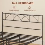 Metal Queen Platform Bed Frame with Headboard, Steel Slat Support, Underbed Storage, No Box Spring Needed, Easy Assembly