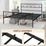 Metal Queen Platform Bed Frame with Headboard, Steel Slat Support, Underbed Storage, No Box Spring Needed, Easy Assembly