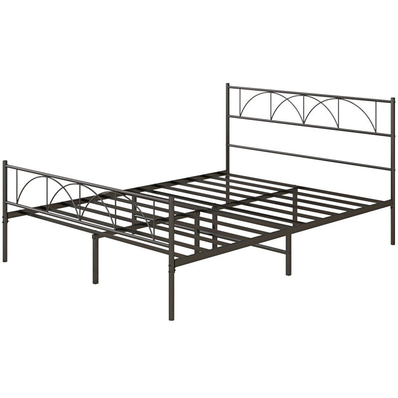 Metal Queen Platform Bed Frame with Headboard, Steel Slat Support, Underbed Storage, No Box Spring Needed, Easy Assembly