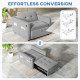 Convertible Chair Bed, Pull Out Sleeper Chair with USB, Adjustable Backrest, Small Velvet Futon Sofa Bed, Grey