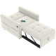 Convertible Chair Bed, Pull Out Sleeper Chair with USB, Adjustable Backrest, Small Velvet Futon Sofa Bed, Cream White