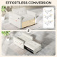 Convertible Chair Bed, Pull Out Sleeper Chair with USB, Adjustable Backrest, Small Velvet Futon Sofa Bed, Cream White