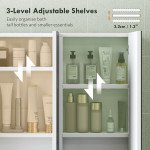 Three-Mirror Bathroom Medicine Storage Cabinet - White
