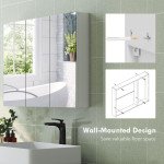 Three-Mirror Bathroom Medicine Storage Cabinet - White