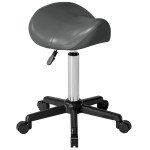 Saddle Stool, Adjustable Rolling Stool, Grey