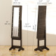 Free Standing Armoire Organizer, Lighted Mirrored Jewelry Cabinet w/ Angle Adjustable & 16 LED Lights, Dark Brown