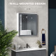 Bathroom Storage Cabinet Set, Wall Mounted Medicine Cabinet, Bathroom Cabinet with Adjustable Shelves, White & Grey