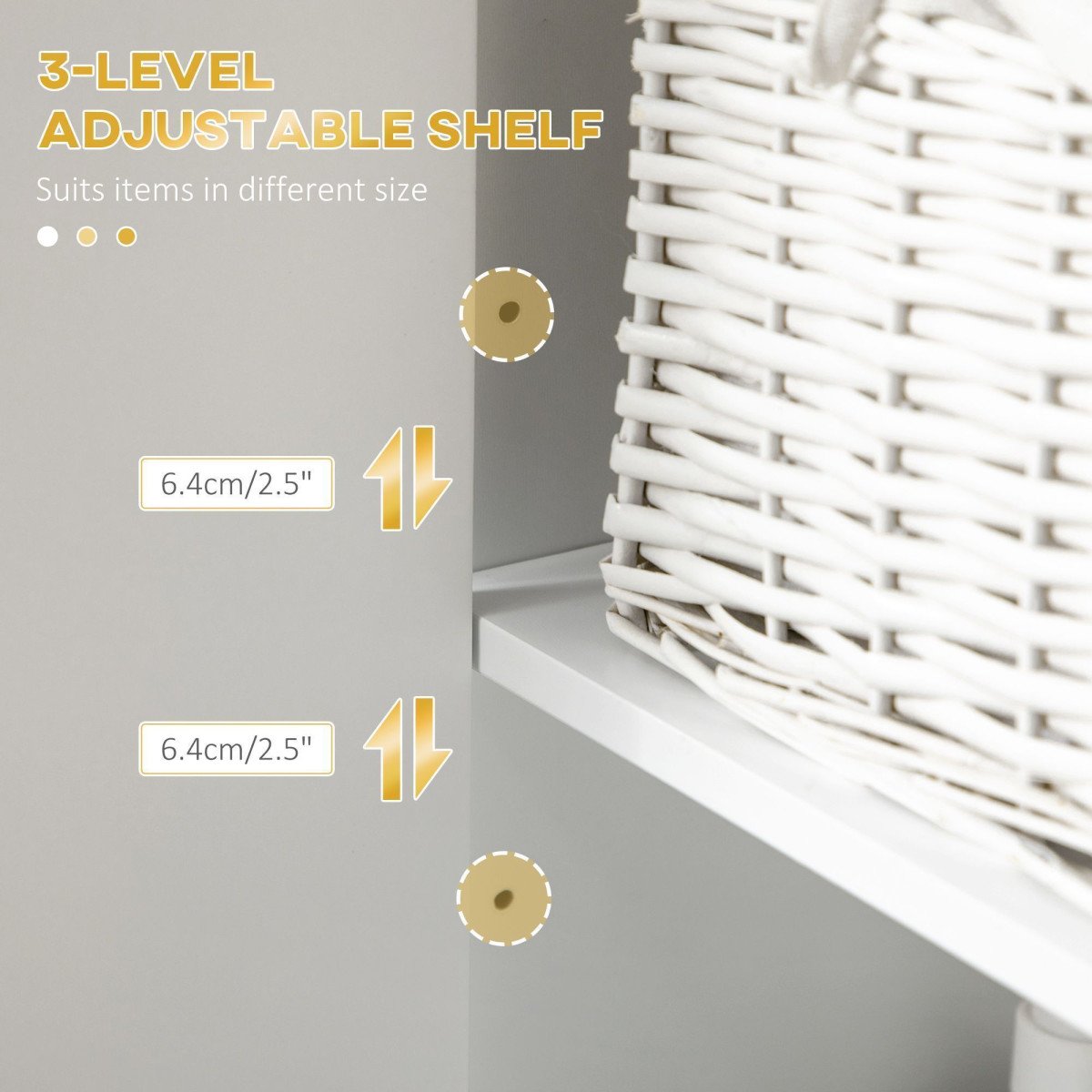 2-Piece Bathroom Storage Cabinet Set, Bathroom Cabinets with Adjustable Shelves, Free Standing, Wall-Mounted, White