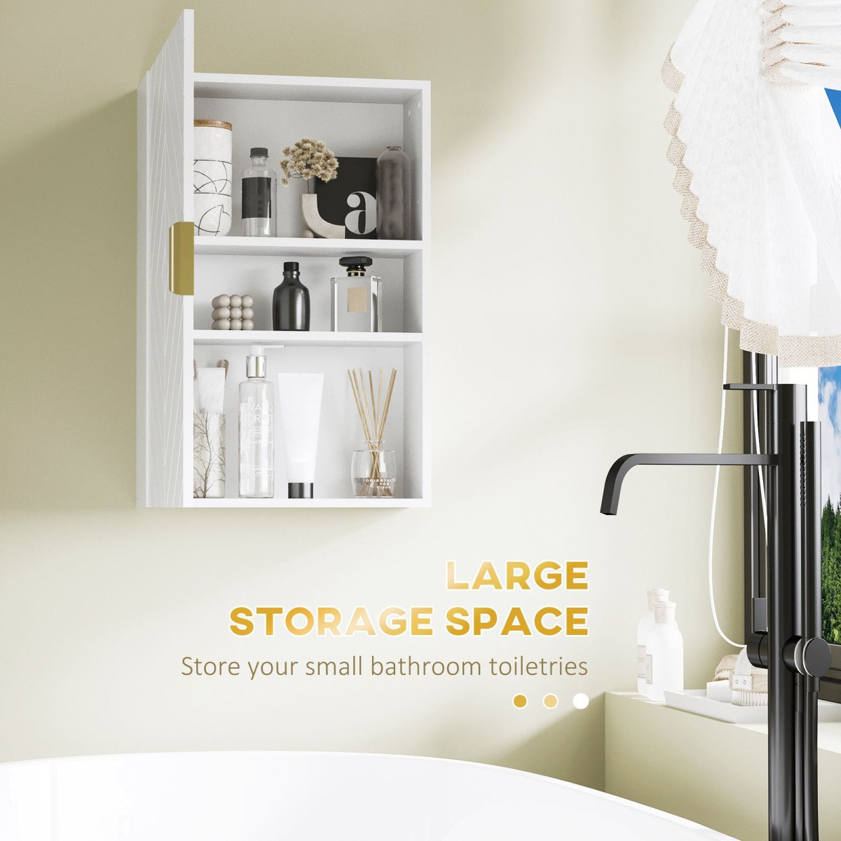 2-Piece Bathroom Storage Cabinet Set, Bathroom Cabinets with Adjustable Shelves, Free Standing, Wall-Mounted, White
