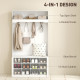 4-In-1 Hall Tree with Bench and Shoe Storage, Farmhouse Coat Rack Shoe Bench with 12 Shoe Cubbies, 6 Hooks, White