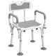 Adjustable Shower Chair with Arms Back and Padded Seat, Light Grey