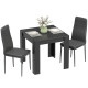 Dining Table Set for 2, Square Kitchen Table and Chairs, Dining Room Table and PU Leather Upholstered Chairs, Black