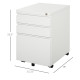 3 Drawer Filing Cabinet, Lockable Office Storage Cabinet on Wheels for Legal, Letter, A4 Files, White