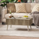 Lift Top Coffee Table with Storage, Center Table with Hidden Compartments and Pine Wood Legs for Living Room, Oak