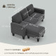Sectional Sofa, L Shaped Couch, with Changeable Chaise or Ottoman, Dark Grey