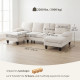 Sectional Sofa, U Shaped Couch with Double Chaise, Pillow-top Armrests and Spring Cushions, 2200lb Capacity, Beige