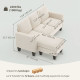 Sectional Sofa, L Shaped Couch, with Changeable Chaise or Ottoman, Cream White