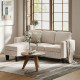 Sectional Sofa, L Shaped Couch, with Changeable Chaise or Ottoman, Cream White