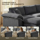 Sectional Sofa, L Shaped Couch with Deep Seat, Movable Ottoman and Pillow-top Armrests, Dark Grey