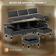 Sectional Sofa, L Shaped Couch with Deep Seat, Movable Ottoman and Pillow-top Armrests, Dark Grey