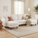 Sectional Sofa, Corduroy U Shaped Couch with Double Chaise and Spring Cushions, 2200lb Capacity, Beige