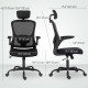 Ergonomic Office Chair, Mesh Desk Chair with Adjustable Headrest, Lumbar Support and Height, Flip-Up Armrests, Black