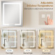 Bathroom Medicine Cabinet with Lights, Wall Mounted Mirror Cabinet with Demister Pad, Adjustable Shelves, White