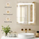 Bathroom Medicine Cabinet with Lights, Wall Mounted Mirror Cabinet with Demister Pad, Adjustable Shelves, White
