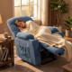 Power Recliner Chair with Massage, Electric Lift Chair for Elderly with Side Pockets, Cup Holders, Remote, Blue