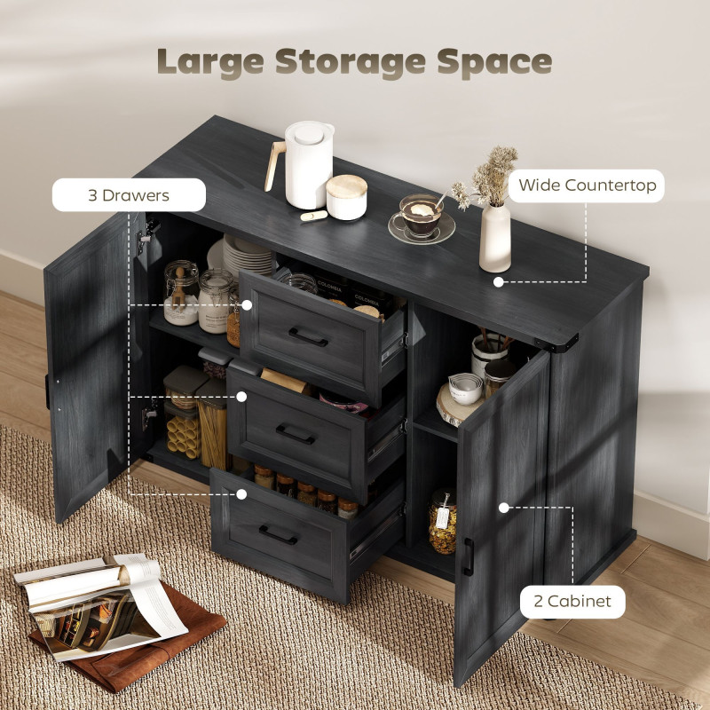 Sideboard with 3 Drawers and 2 Doors, 47