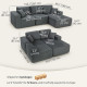 2-in-1 Modular Sectional Sofa, Boneless L Shaped Couch Sofa Bed, Dark Grey