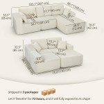 2-in-1 Modular Sectional Sofa, Boneless L Shaped Couch Sofa Bed, Cream White