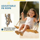 Qaba Wooden Swing Seat for Backyard Adjustable Rope Outdoor Playground Playset for Kids with Tree Straps Carabiners