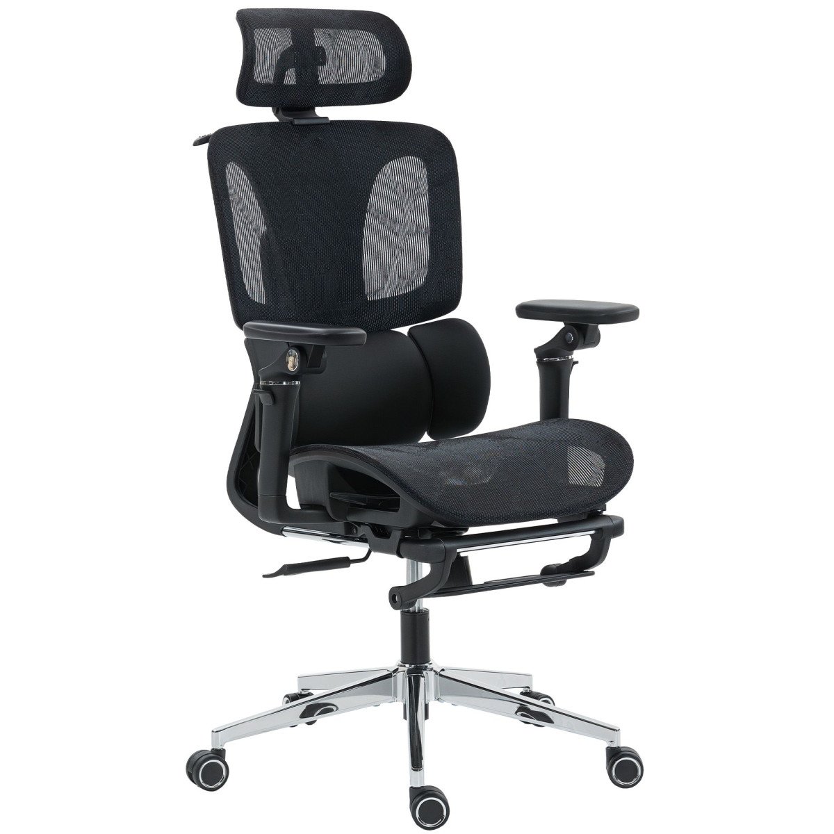 Ergonomic Office Chair, Mesh Computer Chair with High Back, Lumbar Support, 6D Armrests, Headrest, Footrest, Black