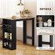 Modern Bar Table, Counter Height Dining Table with 3 Storage Shelves for Kitchen, Dining Room, Living Room, Walnut