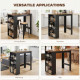 Modern Bar Table, Counter Height Dining Table with 3 Storage Shelves for Kitchen, Dining Room, Living Room, Rustic Brown