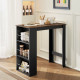 Modern Bar Table, Counter Height Dining Table with 3 Storage Shelves for Kitchen, Dining Room, Living Room, Rustic Brown