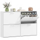 Flip Down Shoe Rack, Multi Cabinet, Wooden Shoe Shelf, Entryway, 4 Drawer Organizer, Freestanding Unit, White