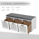 Upholstered Shoe Cabinet Storage Bench with Padded Cushion, with 3 drawer Enough Storage Space Bench Stool for Living Room Entryway Furniture, White